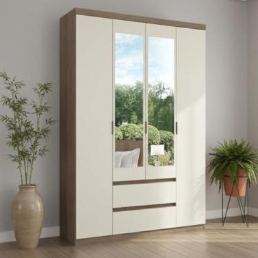 Imagem de Guarda-roupa 4 Portas 2 Gavetas 100% MDF Slim Glass Nobre - THB Móveis
