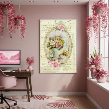 Imagem de Quadro Decor Desenho Floral Vintage 70X50Cm Mold Branca - Quadros On-L