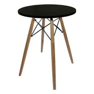 Imagem de Mesa Jantar 50cm Redonda Preta Eiffel Charles Eames Mesinha Bar Barzin