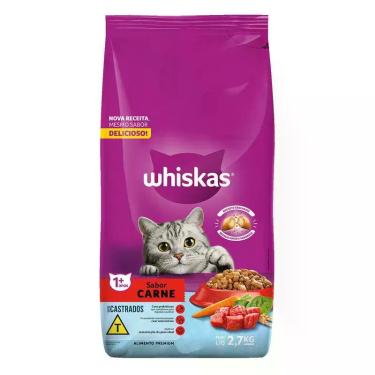 Imagem de Ração Para Gatos Castrados Carne Pacote 2.7kg - WHISKAS