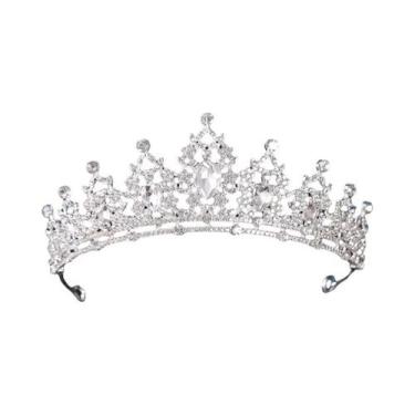 Imagem de Tiara De Noiva Em Cristal Prateado Com Strass, Coroa De Princesa Para 