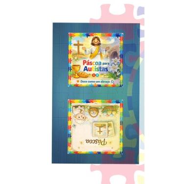 Imagem de Kit 12 adesivos de Páscoa Autistas para tabletes de chocolates 5 cm- F