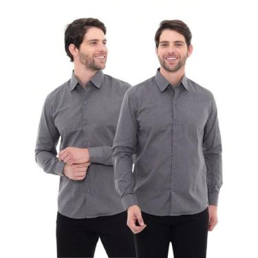 Imagem de KIT Masculino 2 Peças - Camisa Social Premium Tipo Linho Chumbo - Pthi
