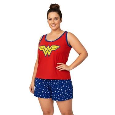 Imagem de Pijama Feminino Plus Size Adulto Personagem Baby Dool Regata Shorts Cu