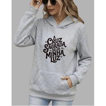 Imagem de Moletom Feminino Blusa De Frio A Cruz Sagrada Seja Minha Luz - NM KIds