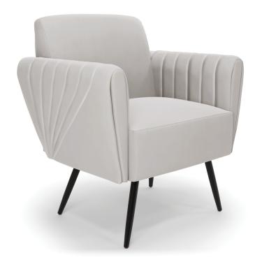 Imagem de Poltrona Pés Palito de Ferro Bruna Veludo Cinza - D'Rossi