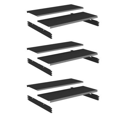 Imagem de Kit 3 Bandeja Gondola Rack FIT Preto 6X 30x90 CH22 Pe Cinza