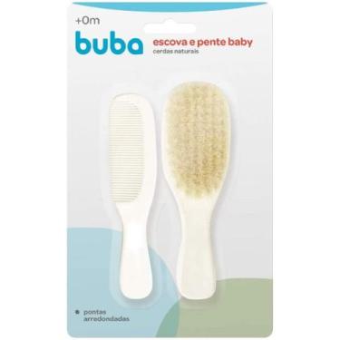 Imagem de Kit Escova+ Pente para Bebê Branco Cerdas Naturais 8243-Buba