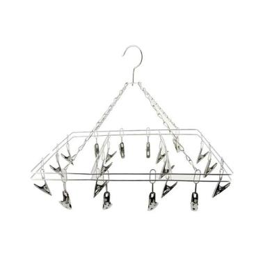 Imagem de Varal de pendurar 20 prendedores aço inox 28cmx30cm clinck - CLINK