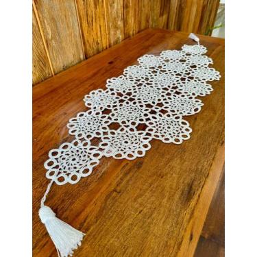 Imagem de Caminho De Mesa Argola 1mx36cm P Crochê Artesanal - Maria Croche Veron