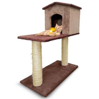Imagem de Arranhador Gato com Casa Brinquedo Interativo Gato Conforto - A R V Ar