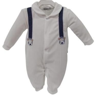 Imagem de Macacão Longo Bebê Menino Plush Inverno Enxoval Zafielo 580, Branco, G
