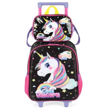 Imagem de Mochila Infantil Escolar Unicórnio Violeta Lancheira Térmica - Up4You