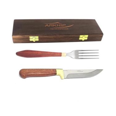 Imagem de Kit Churrasco e Mesa Arkhip Pepitinha Grill 5'' Cabo Madeira Caixa