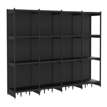 Imagem de Rack Parede 202 Fit 60 Ate 4 Metros Preto 16 Bandeja Spe - Amapá