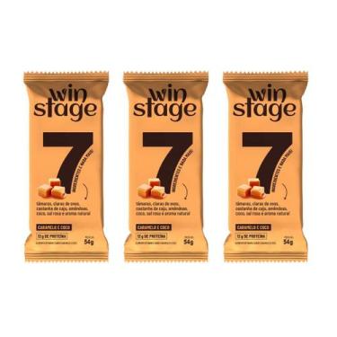 Imagem de Kit 3 Barra Proteica Caramelo e Coco Winstage S/ Açúcar 162g