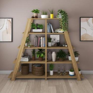 Imagem de Kit 2 Estantes Escada Multiuso para Livros 5 Prateleiras 134CMX164CM M