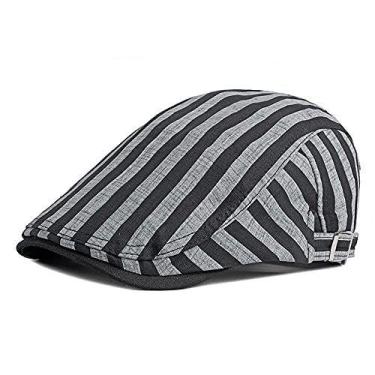 Imagem de Boina masculina listrada estilo britânico, chapéu vintage para homens,