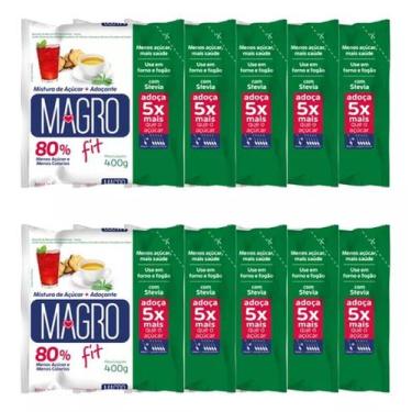 Imagem de Kit 10 Unid. Açúcar Light Magro Fit com Stevia 400g