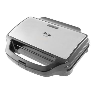 Imagem de Grill e Sanduicheira Philco PGR18PI com Revestimento Antiaderente e Tampa com Trava 900W Prata 220V
