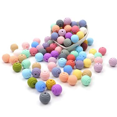 Imagem de Weekjoey 60 pçs 15mm redondas miçangas espirais miçangas de silicone miçangas faça você mesmo colar de pulseira feminina fazendo bijuterias soltas suprimentos feitos à mão