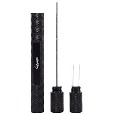 Imagem de Ferramenta multiferramenta 2 em 1 para charutos de tamanho duplo com ferramenta para realçar charutos e cortador de agulha de charuto à prova de ferrugem, presente dourado, preto