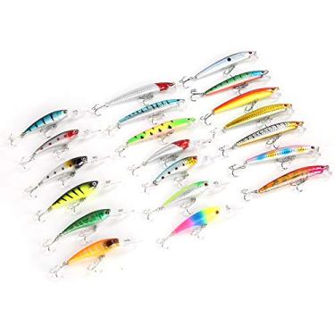 Imagem de Naroote Iscas de pesca ecológicas de plástico, iscas de pesca, equipamentos de pesca artificiais coloridos, 20 peças realistas para água do mar/água doce