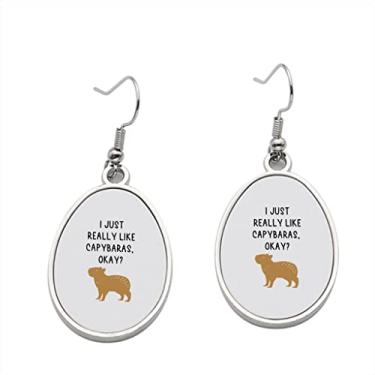 Imagem de SpreadPassion Brinco de capivara - brincos pendentes para capivara - presente de festa de aniversário dos namorados, Metal, Sem pedra preciosa
