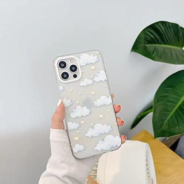 Imagem de Capa de telefone com padrão de nuvem bonito dos desenhos animados para iPhone 11 12 Pro Max XS Max XR 7 8 Plus Capa macia transparente, transparente, para iPhone 7plus ou 8plus