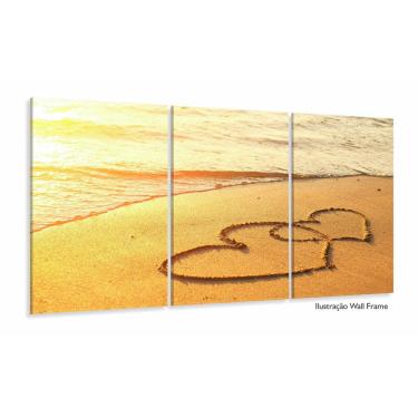 Imagem de Quadro Decorativo Corações Na Praia 3pc 120x60 Sala Quarto