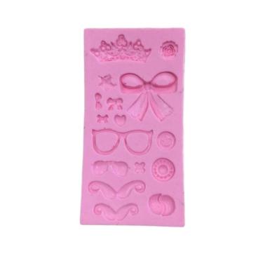 Imagem de Molde De Silicone Laço, Coroa, Bigode, Óculos