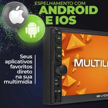 Imagem de Central Multimídia Multilaser Mobi 16 a 20 Evolve GP348 MP5 2Din Espelha Android ios + Câmera de Ré