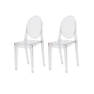 Imagem de Kit 2 Cadeiras Victoria Ghost Transparente Sala Cozinha Jantar - Waw D