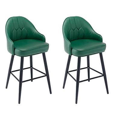 Imagem de Bancos De Bar De Altura Da Cozinha Janeta De 2 Com Costas, Cadeiras De Bar De Jantar Em Casa, Pu Coloque Em Couro Black Chrome Seat Estofado, Para Pubs, Balcão, Ilha Da Cozinha, Sala De Jantar