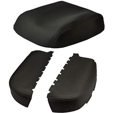 Imagem de Kit de reposição para descanso de braço da porta frontal da tampa do console central serve para piloto 2009-2015, capa de couro apenas (preto)
