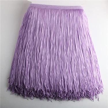 Imagem de 10 jardas/lote 30 cm de comprimento franja de renda guarnição de borla para diy vestido latino acessórios de roupas de palco fita de renda, roxo claro, 5 jardas