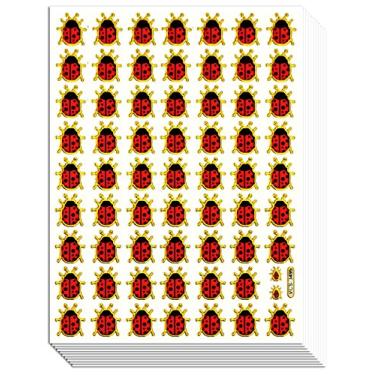 Imagem de LADYBUG01 - 10 folhas joaninha ou joaninha borda dourada adesivo decorativo scrapbook, adesivos refletivos para crianças - Tamanho 4 x 5,25 polegadas/folha por Sticker108
