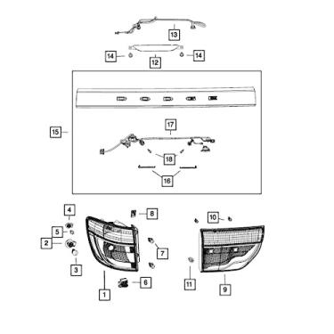 Imagem de Mopar Lanterna traseira 55079137AG (esquerda) Dodge Durango