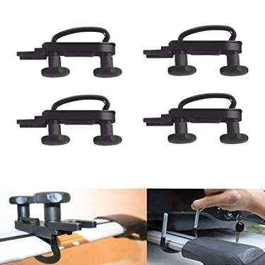 Imagem de Lotcesfun Caixa de telhado U-Bolt Clip Aço Inoxidável Largura Interna Universal 85 mm/3,35" Espessura 40 mm/1,57" Suportes de Montagem em Rack de Teto Acessórios com 8 Porcas de Bloqueio 2 Correias (4 peças)