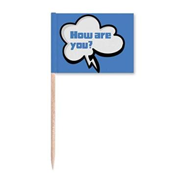 Imagem de Daily Language Chat Care Greetings Bandeiras de palito de dente Marcador Topper Decoração de festa