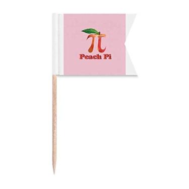 Imagem de Calculating Mathematical Pi Peach Toothpick Flags Marcação de rotulagem para bolo de festa, comida e queijos