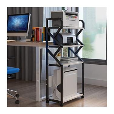 Imagem de KIZQYN Suporte de impressora móvel escritório casa suporte de impressora de 4 camadas rack de armazenamento multiuso organizador de piso prateleira de armazenamento armário móvel sobre rodas impressora de mesa (cor: b)