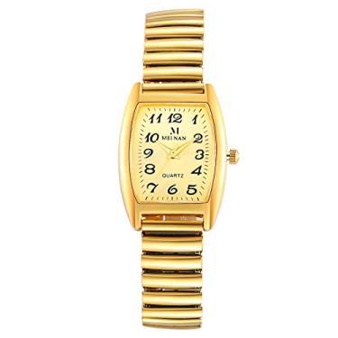 Imagem de Lancardo Relógio de pulso feminino masculino com pulseira elástica grande número mostrador pulseira elástica relógio retangular relógios para homens mulheres fácil de ler, Feminino,