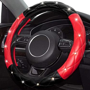 Imagem de WHHW Capa universal para volante com couro de microfibra para carro, caminhão, SUV, capa antiderrapante para volante 38 cm