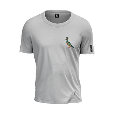 Imagem de Camiseta Shap Life Pássaro Colorido 100% Algodão T-Shirt Cor:Cinza;Tamanho:GG