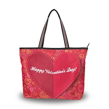 Imagem de Bolsa de ombro My Daily feminina Happy Valentine's Day com coração vermelho floral, Multi, Large
