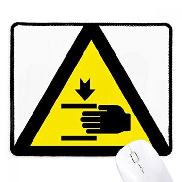 Imagem de Mousepad de borracha com símbolo de advertência, amarelo, preto, mão, triângulo, borda costurada, tapete para jogos