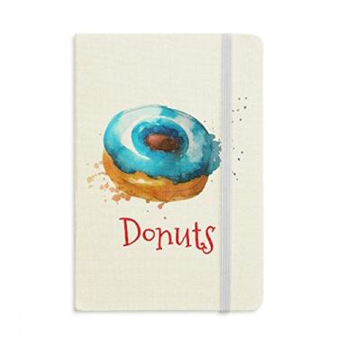 Imagem de Caderno de sobremesa de rosquinha azul pintado à mão em aquarela oficial de tecido rígido diário clássico