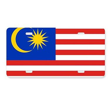 Imagem de DIYthinker Bandeira nacional da Malásia com placa de licença de aço inoxidável para decoração de automóveis