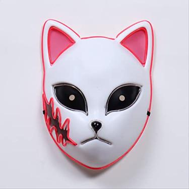 Imagem de KiKiYe Máscara Tanjirou Caçador de Demônios Máscara Sabito Anime Máscaras Makomo Cosplay Fantasia de Halloween Rímel LED